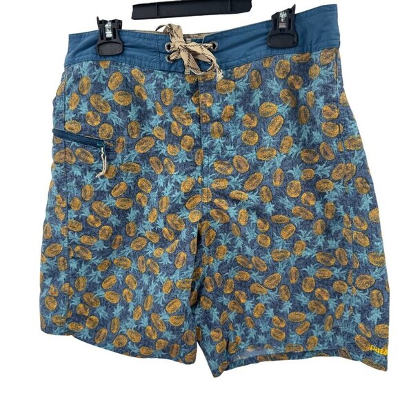 Patagonia Other - Patagonia Mens Blue Printed Board Shorts Size 28 w/Drawstring Waist & Zip Pocket